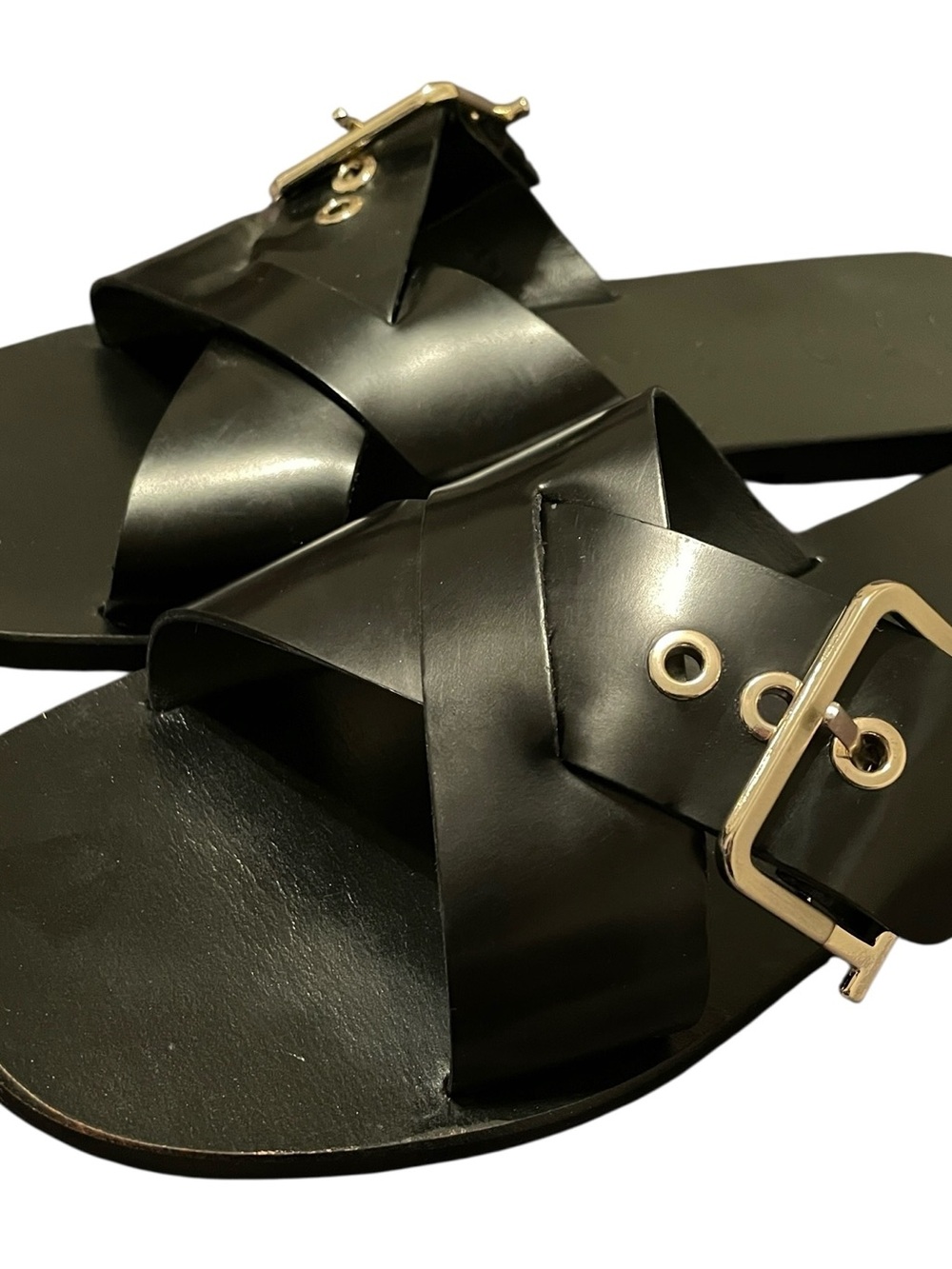 Ted Baker London Women's Black Joseei Flat Slip On Buckle Sandals Size 38.5 - Picture 8 of 8